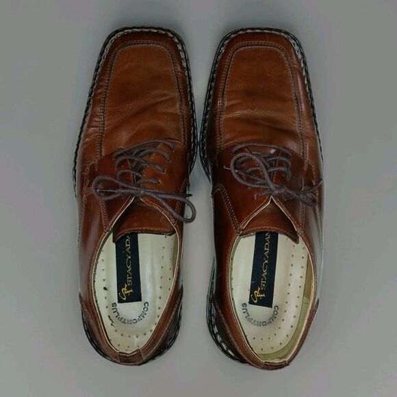Stacey Adams Mens Dress Shoes Size 8M Brown Leather Tie Up Work Dress Business - Picture 7 of 16